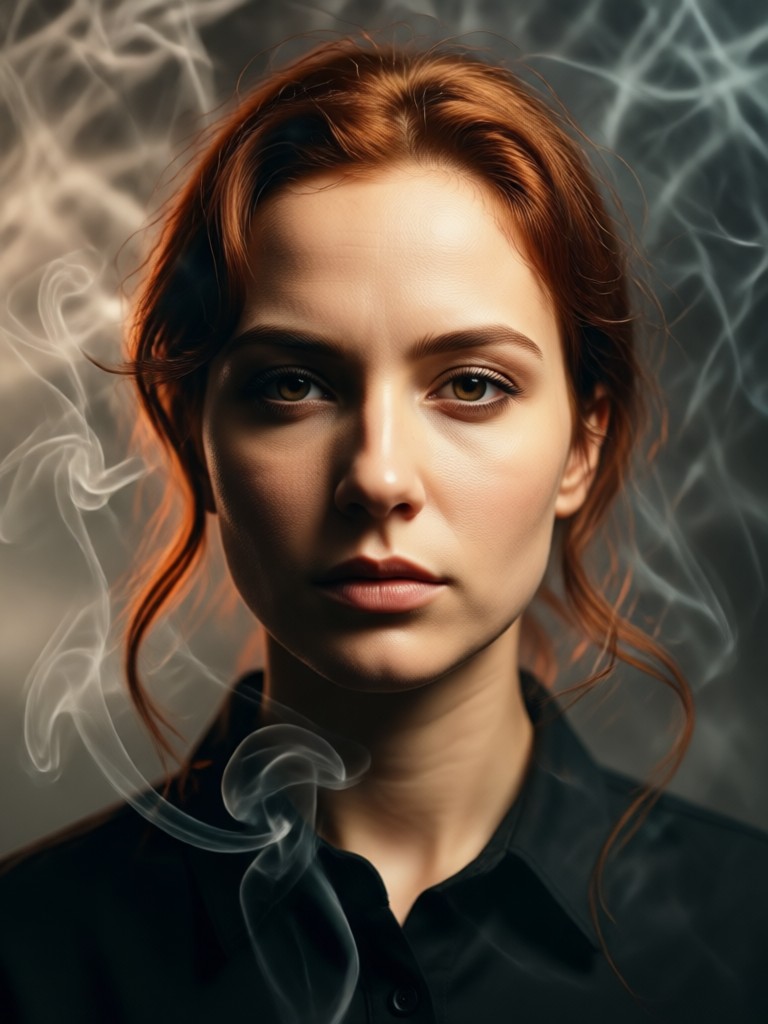 portrait transformation with ai smoke overlay