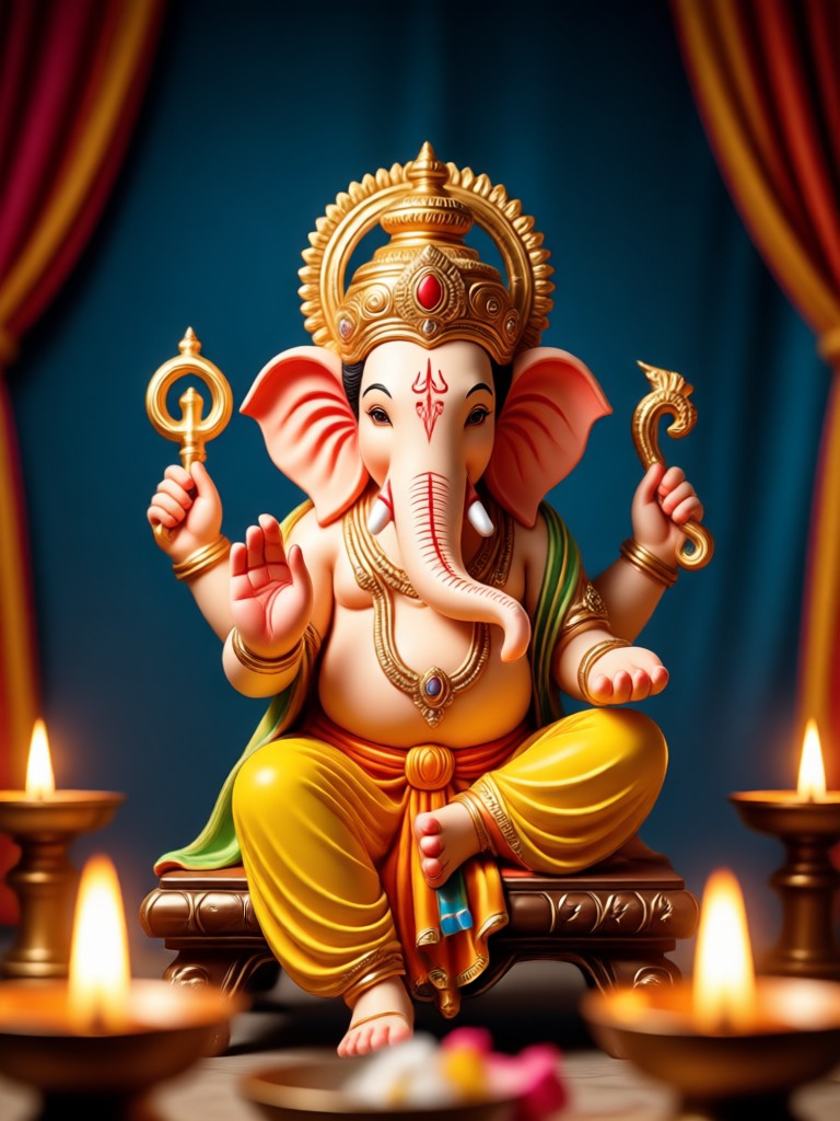 Temple art style Ganesh Aarti photo