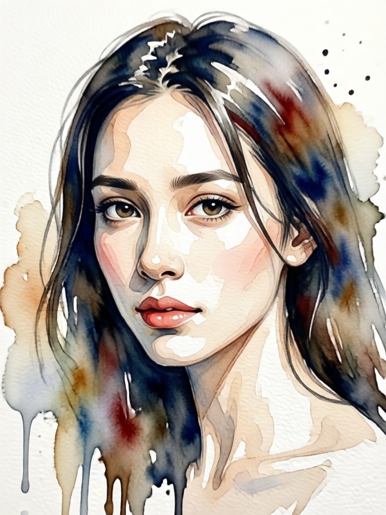 Vibrant colorful watercolor portrait art