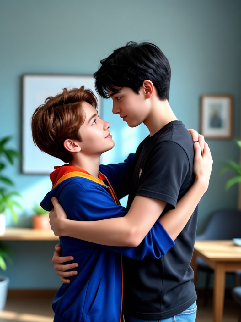 Criação cinematográfica de IA - abraçar meu eu mais jovem