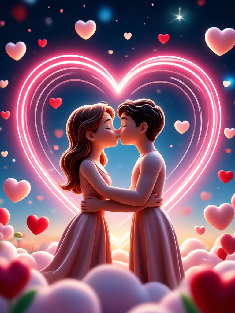 Video lindo animado con guiño y beso