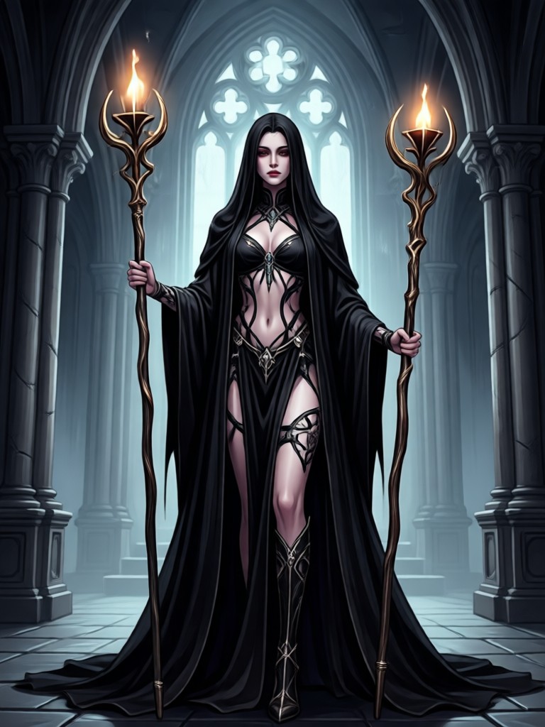 Mystical witch with glowing purple aura AI art