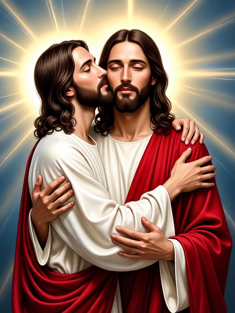 AI Jesus hug video example woman comfort
