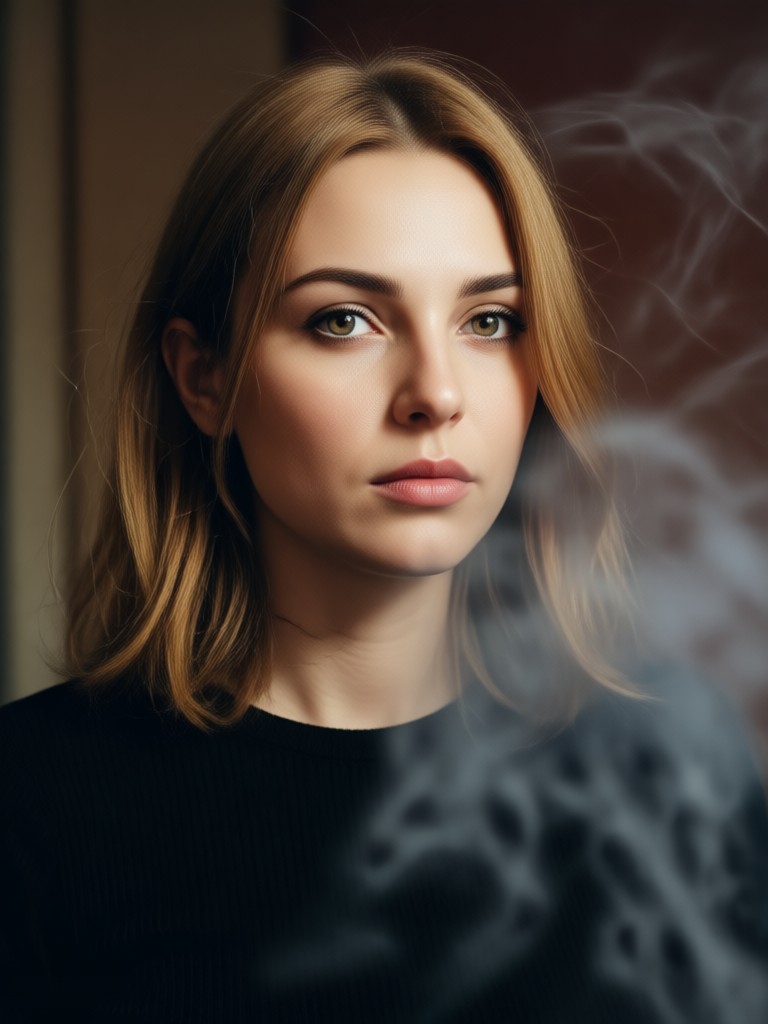 dramatic black and white smoky cinematic portrait