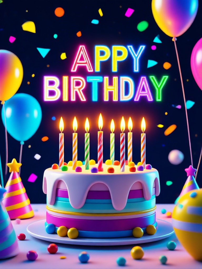 Elegant AI birthday portrait with golden balloons