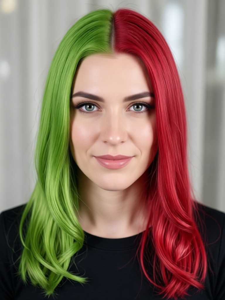 AI hair color change to electric blue fantasy shade