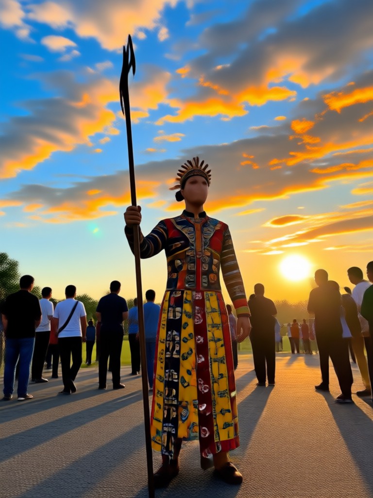 Foto festival yang ditingkatkan dengan warna tradisional AI