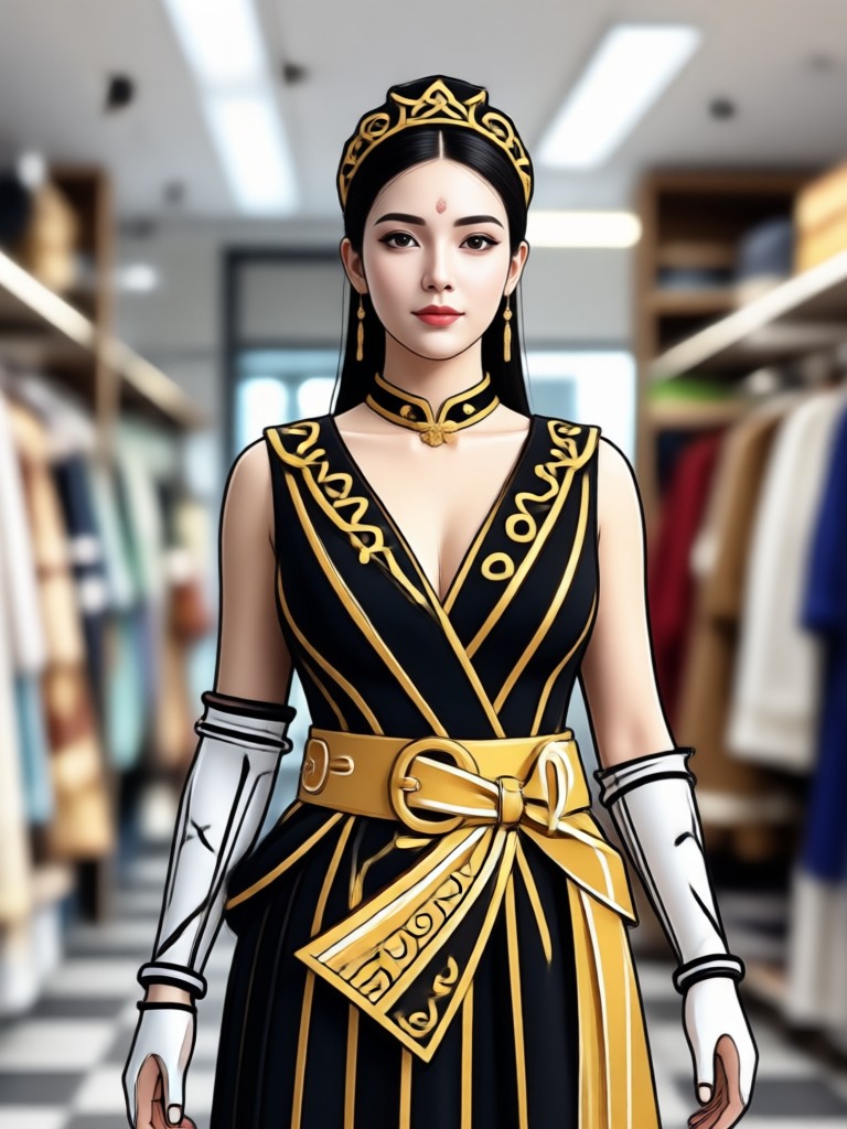 AI virtual fitting party dress and heels