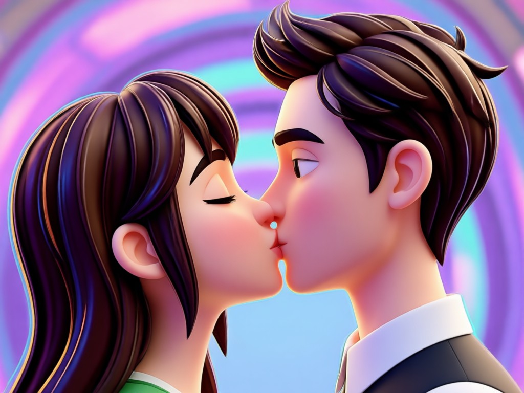 Realistic 3D kissing facial expressions