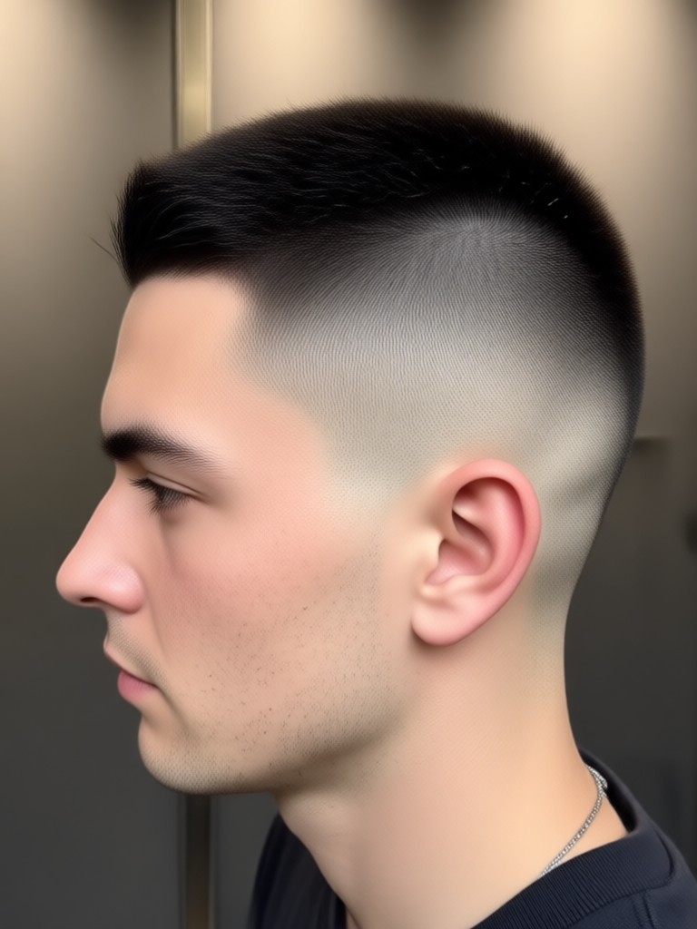 Orang tersenyum dengan buzz cut virtual baru