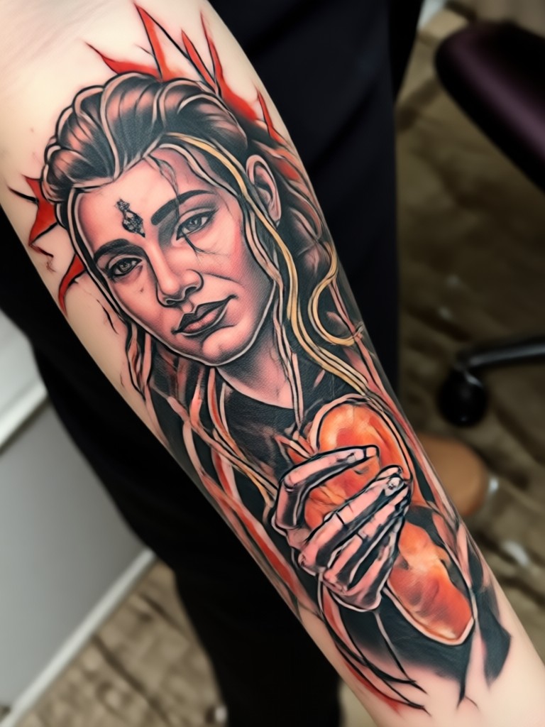 Realistic portrait tattoo design