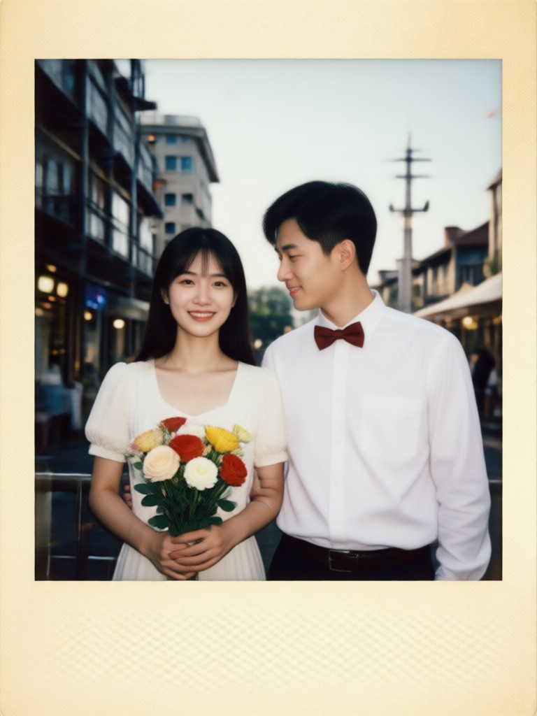 Double exposure style Polaroid couple art