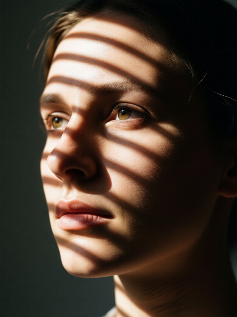 Dramatic side lighting AI shadow generator result
