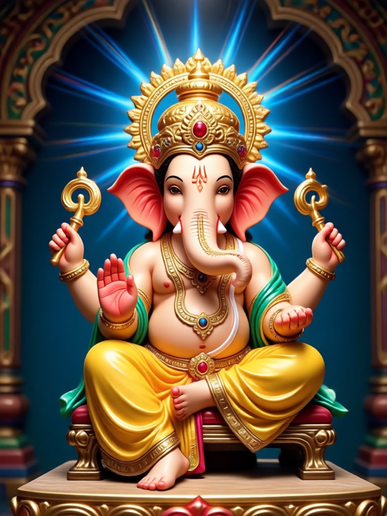 Traditional Ganpati idol with gentle animation