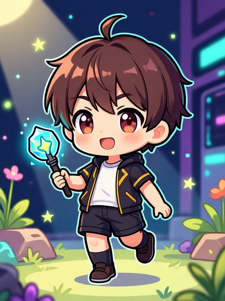 Criação chibi aconchegante com tema de inverno