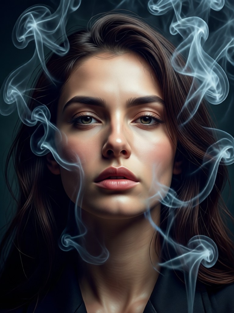 Elegant portrait with a soft, smoky background haze