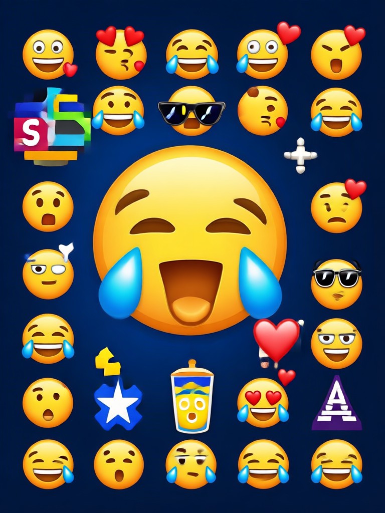 Thoughtful emoji in neon glow style