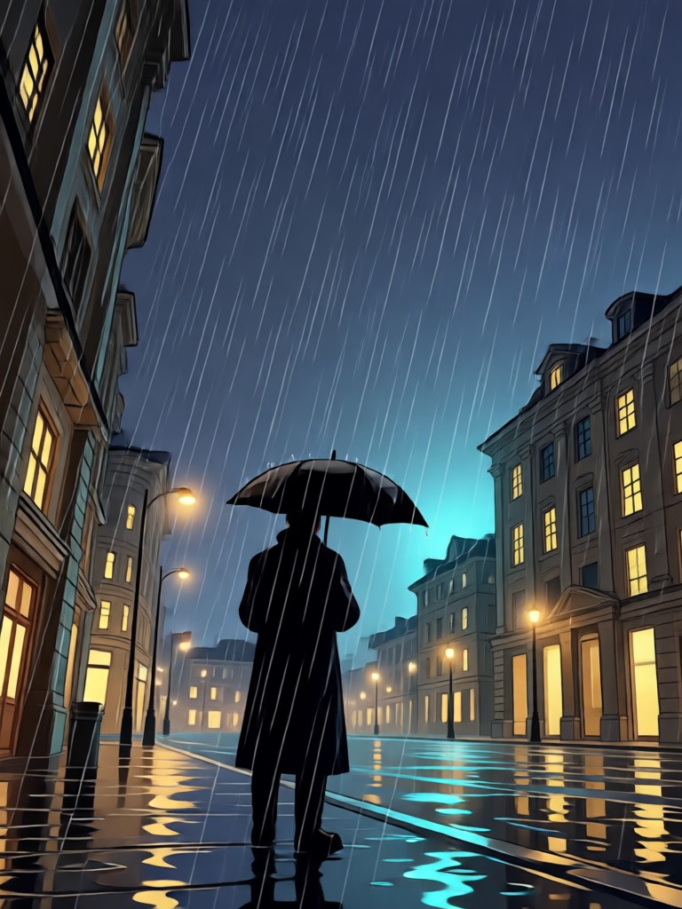 夜の雨ビデオ作成を紹介するdradraモバイルアプリのインターフェース