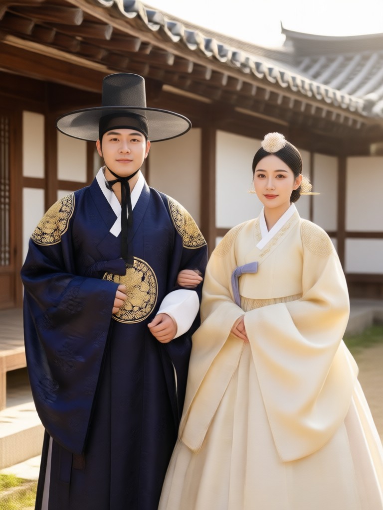 Hanbok couple photo generator mobile app interface