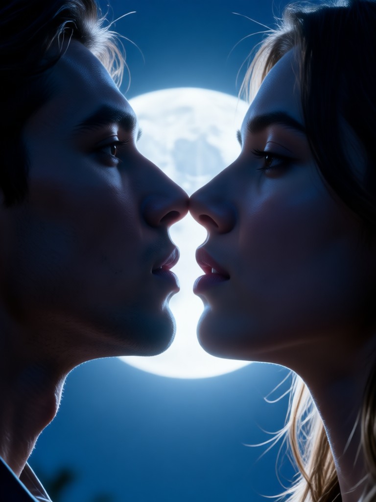 vintage style moonlight kiss animation