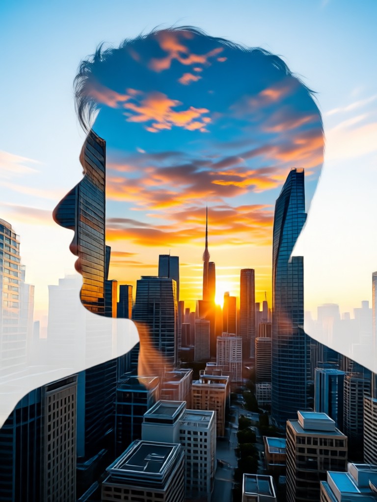 Mobile app screen showing a double exposure edit