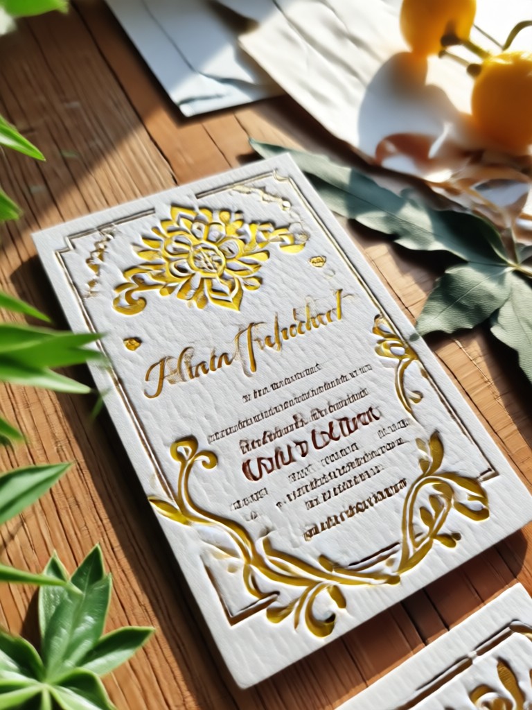 Rustic botanical themed marriage invitation