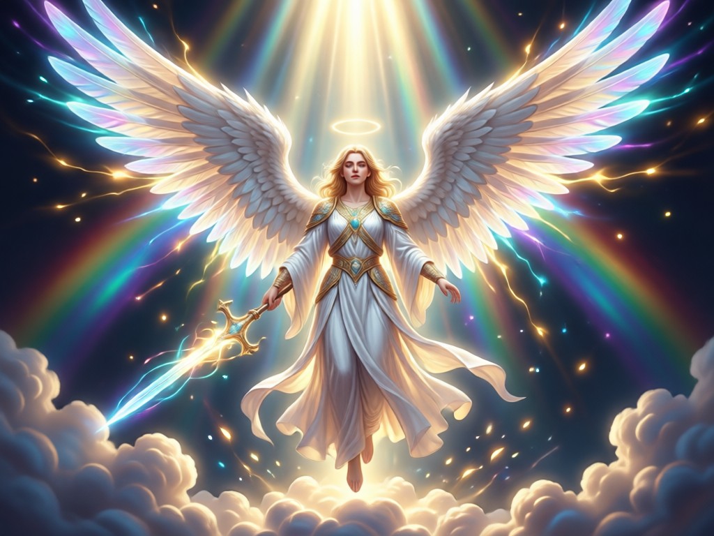 Selfie transformed into an angel with wings and halo