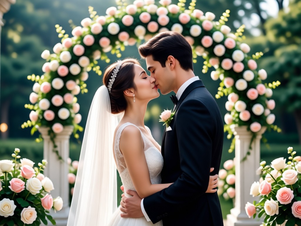Estilos de animación realista de beso de boda