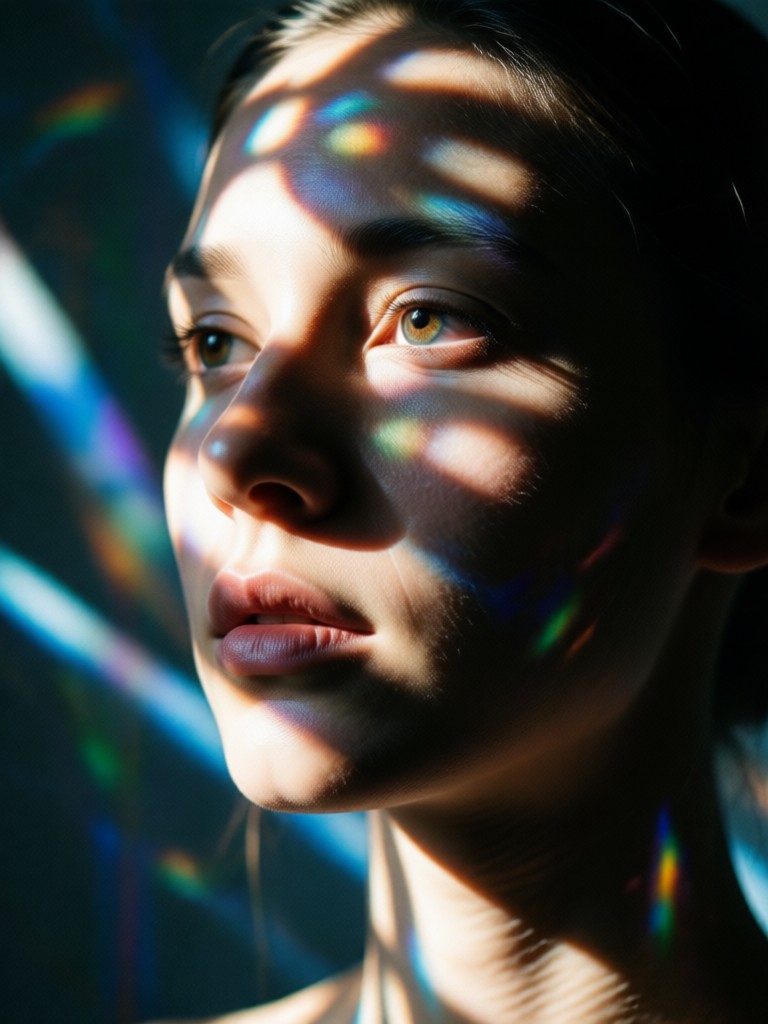 AI light and shadow portrait before and after comparison