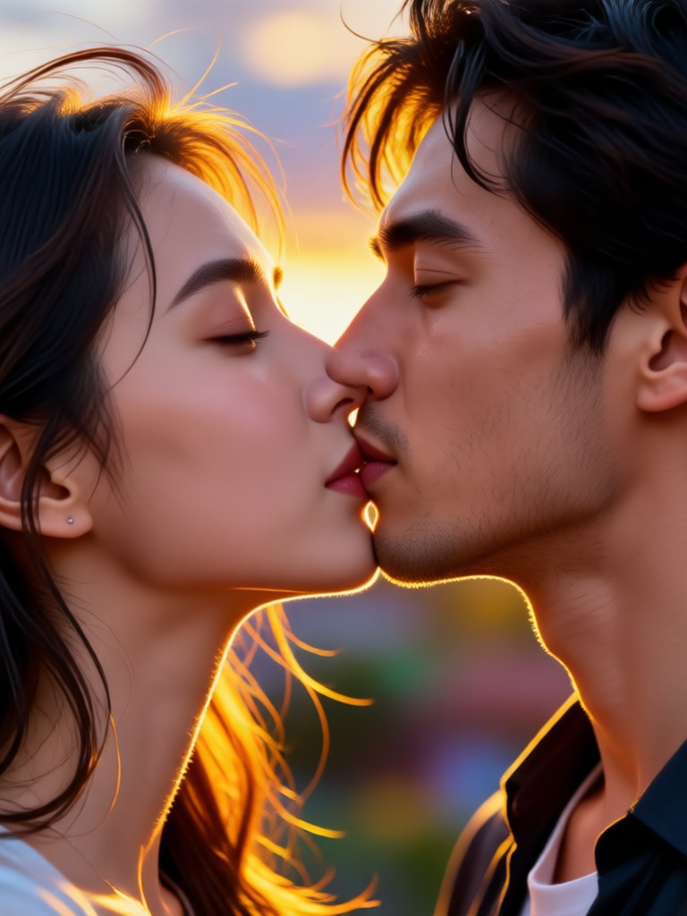 Video AI pasangan berciuman di bawah mistletoe