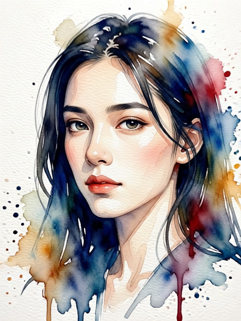 AI watercolor portrait example soft wash style