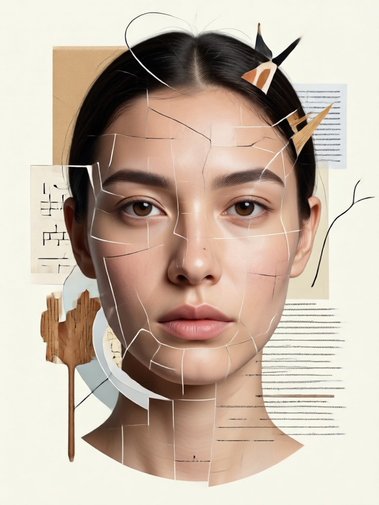 Modern artistic portrait series collage
