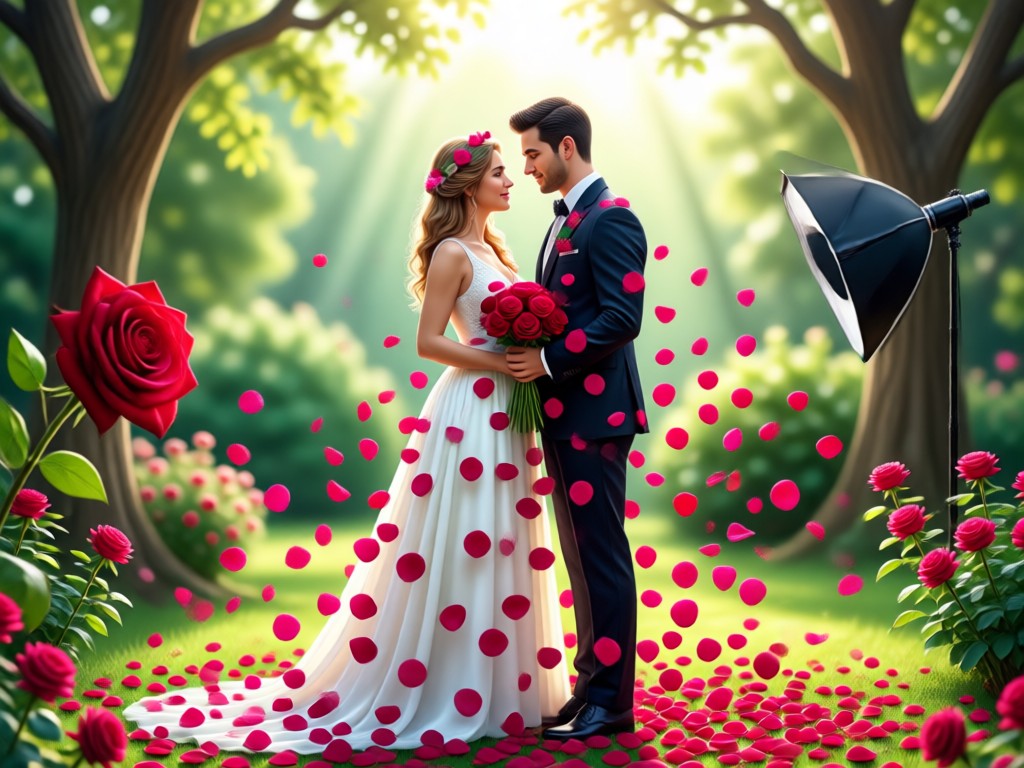 AI enhanced cinematic lighting for couple photos
