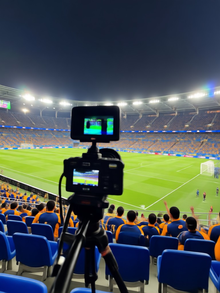 Portrait transformed into stadium fan close-up