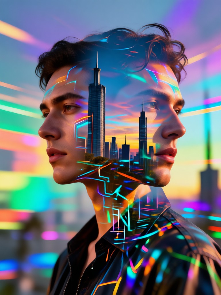 AI double exposure editing example