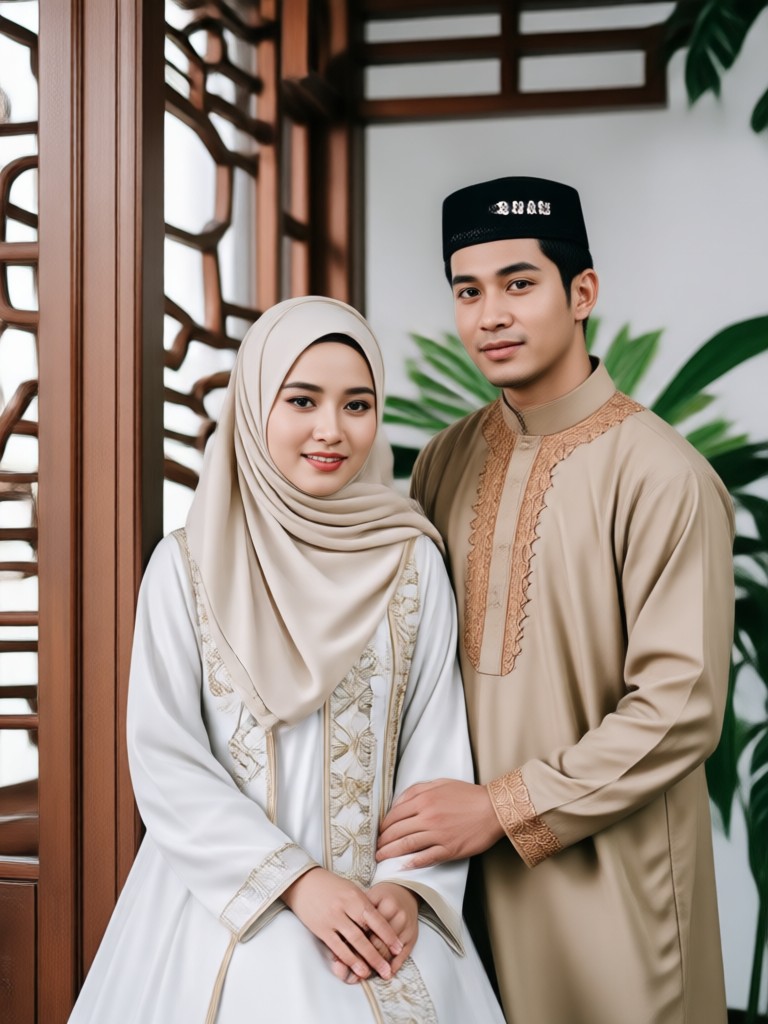 AI generated couple in modern Islamic attire