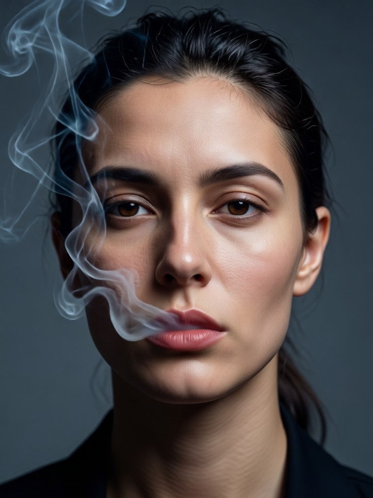 Cyberpunk inspired portrait with neon colored smoke