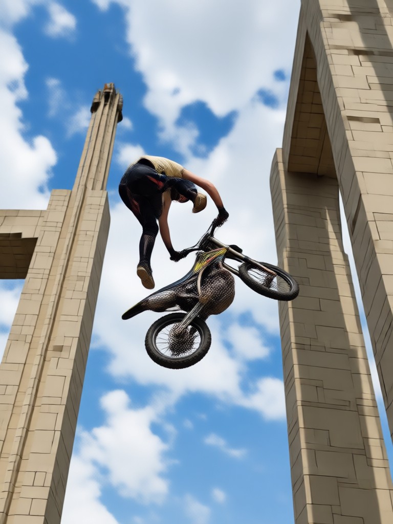 Vintage bike stunt generated with AI