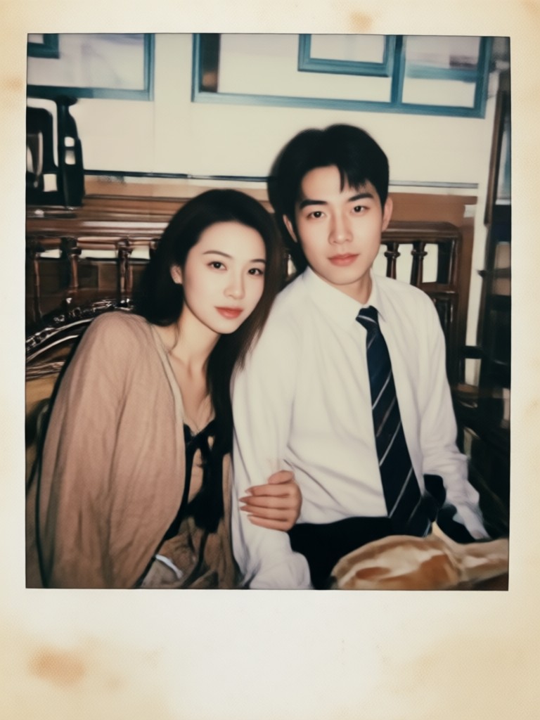 90년대 스타일 빈티지 폴라로이드 커플 사진