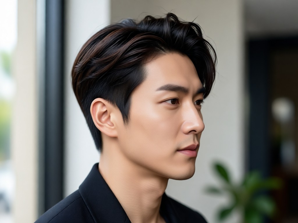 Multiple Korean male hairstyle variations on one person