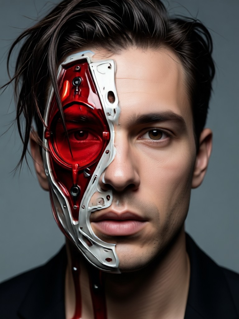 Red black portrait with cinematic lighting