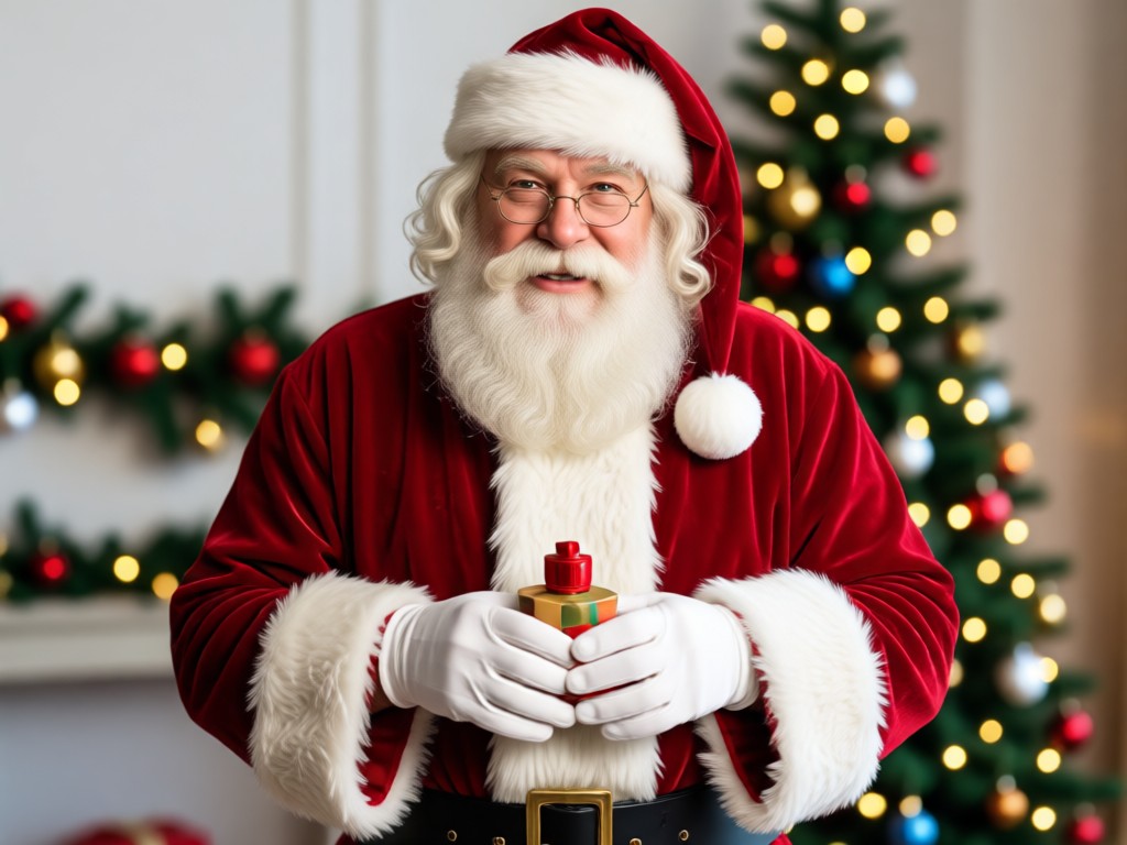 Various Santa poses added to different holiday photos