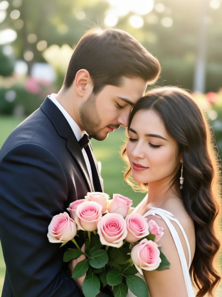 Rose archway wedding style portrait