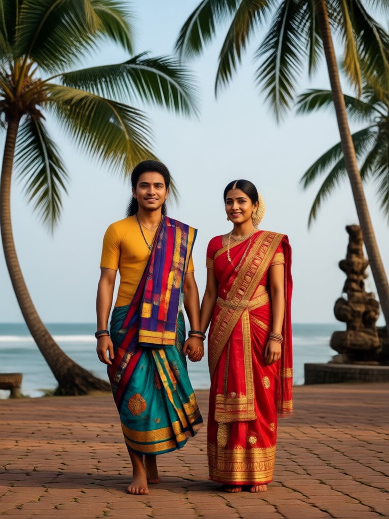 Elegantes Kerala-Braut-und-Bräutigam-Porträt