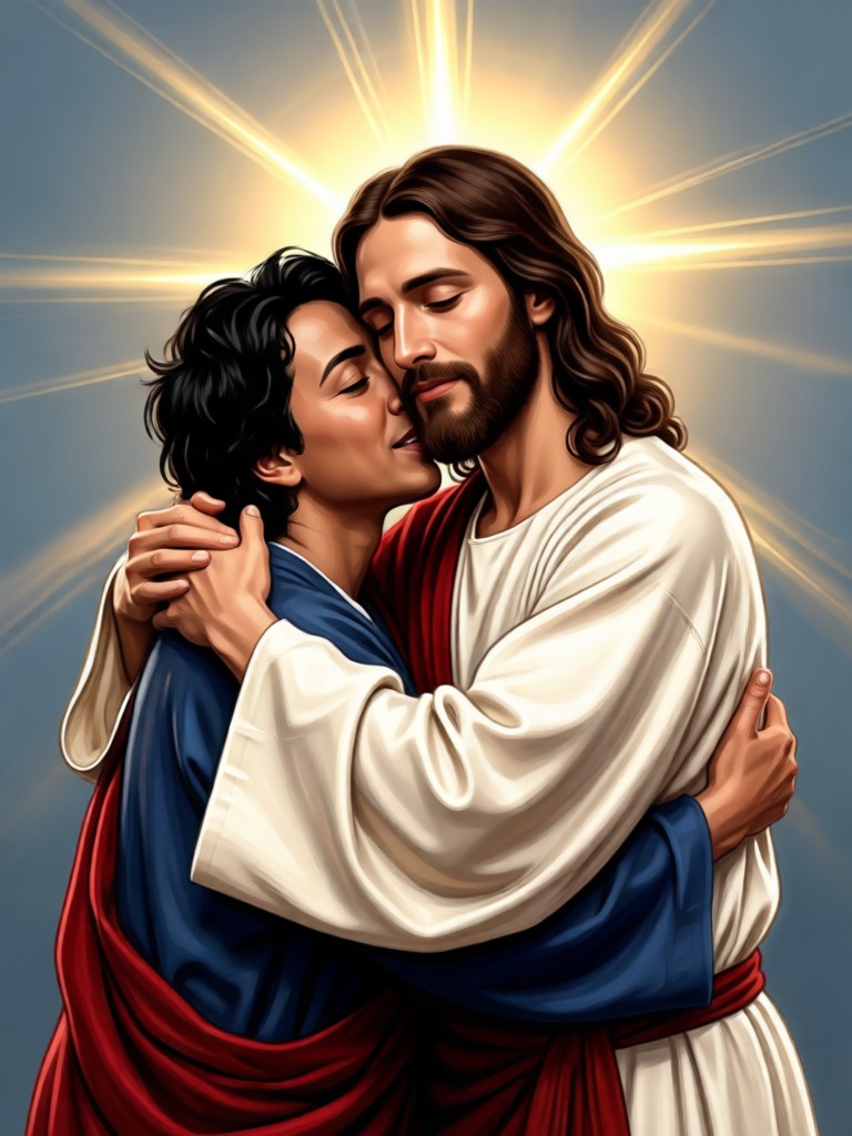 AI Jesus hug video example user generated