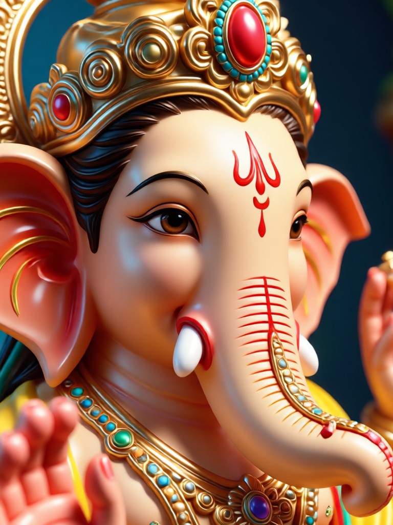 Watercolor Sketch AI Ganpati Close Up