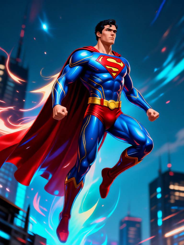 Schwarzer Anzug Superman, Kingdom Come Stil, KI-Generierung