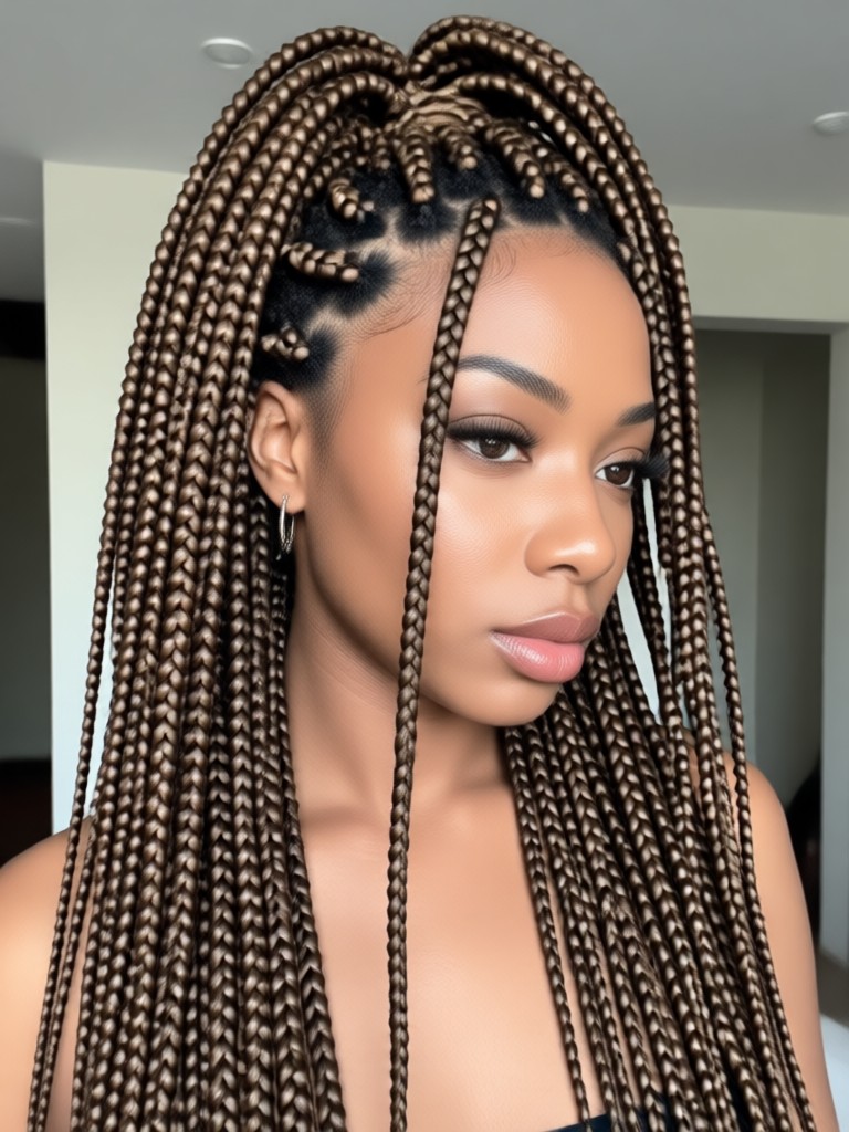Short, chic box braids with curls at the ends