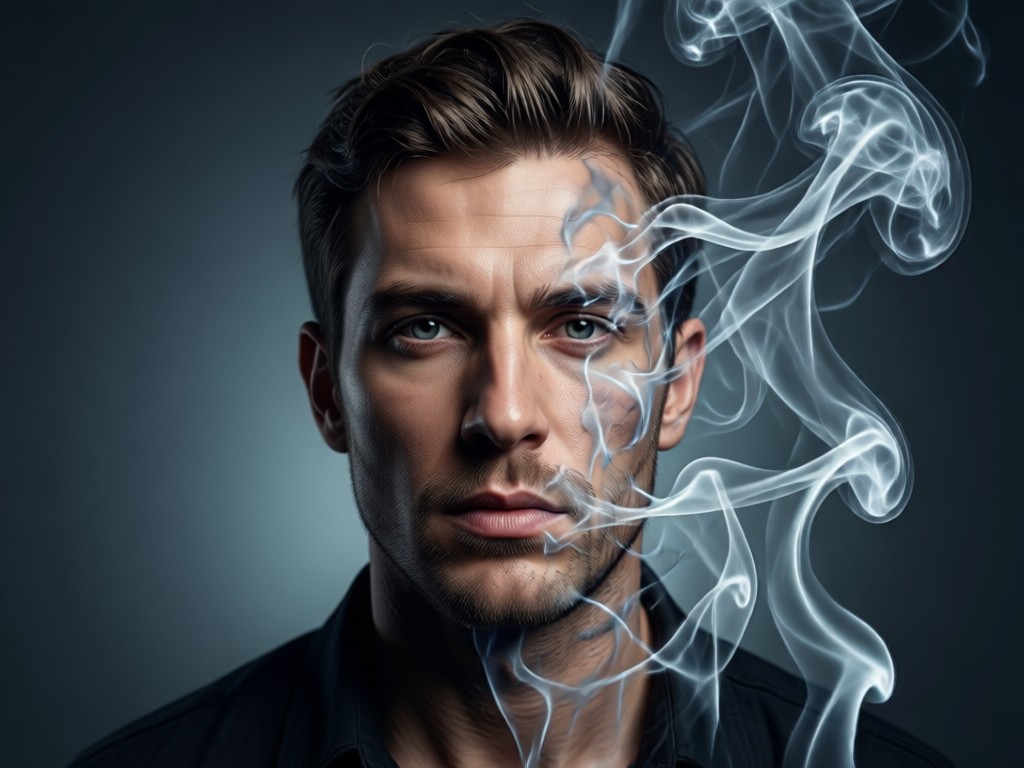 male portrait with custom smoky background effect