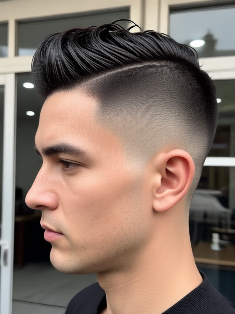 Transformation from long hair to AI buzz cut